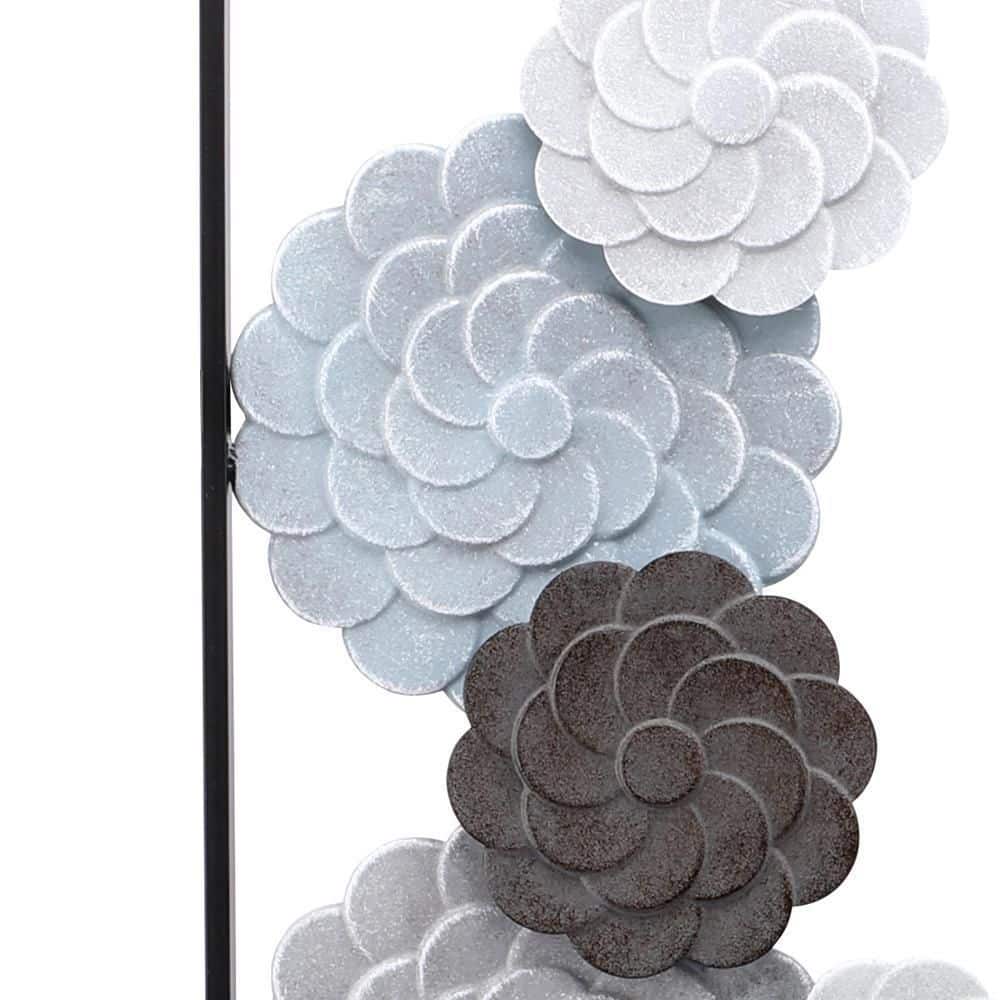 Large Black and Gray Metal Floral Wall Art Panels, Set of 2