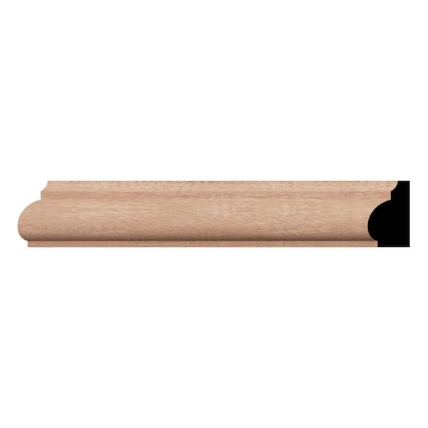 Ekena Millwork WM1201 11/16 in. D x 1-1/4 in. W x 96 in. L Americraft Solid Hardwood Stain Grade Base Cap Moulding, Sapele Mahogany