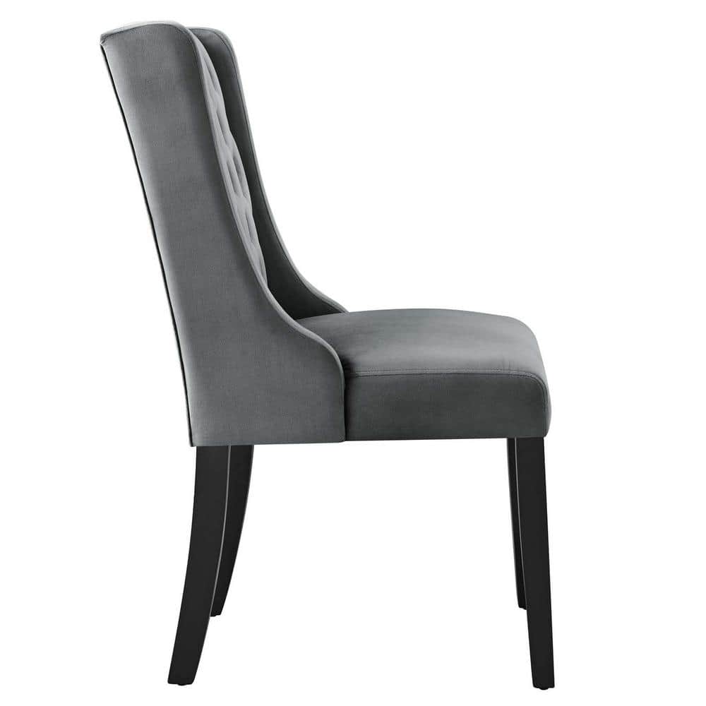 Baronet Gray Velvet Upholstered High Back Side Chair Set