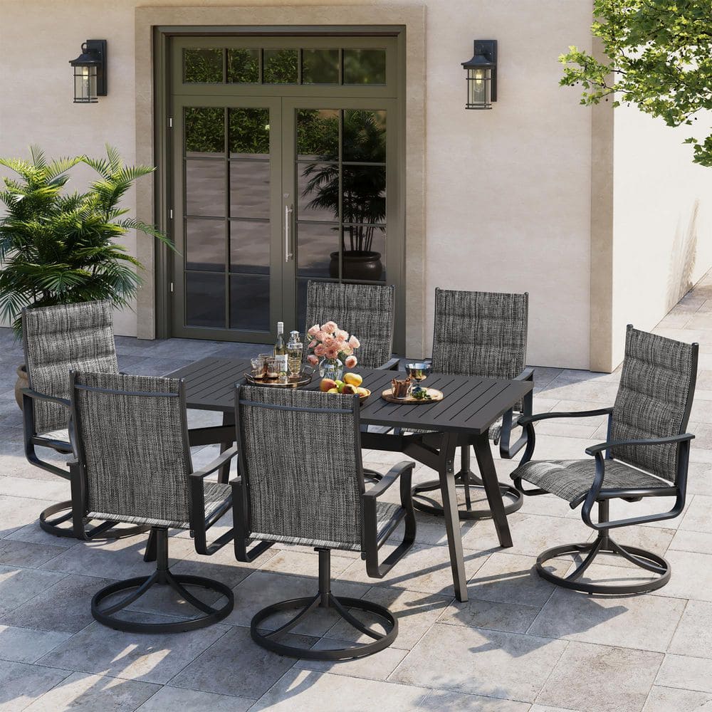 Padded Textilene 360° Swivel Rocking Outdoor Dining Chair Set of 6 price history on PriceWatchPro