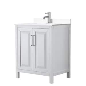 Daria 30 in. W x 22 in. D Single Vanity in White with Cultured Marble Vanity Top in White with White Basin