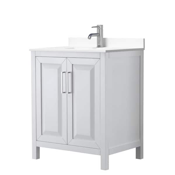 Wyndham Collection Daria 30 in. W x 22 in. D Single Vanity in White with Cultured Marble Vanity Top in White with White Basin