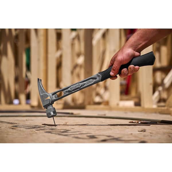 Milwaukee - 15 oz. TiBone Milled Face with Curved Handle, Mallet Cap, and 12 in. Titanium Clawbar Nail Puller with Dimpler (3-Piece)