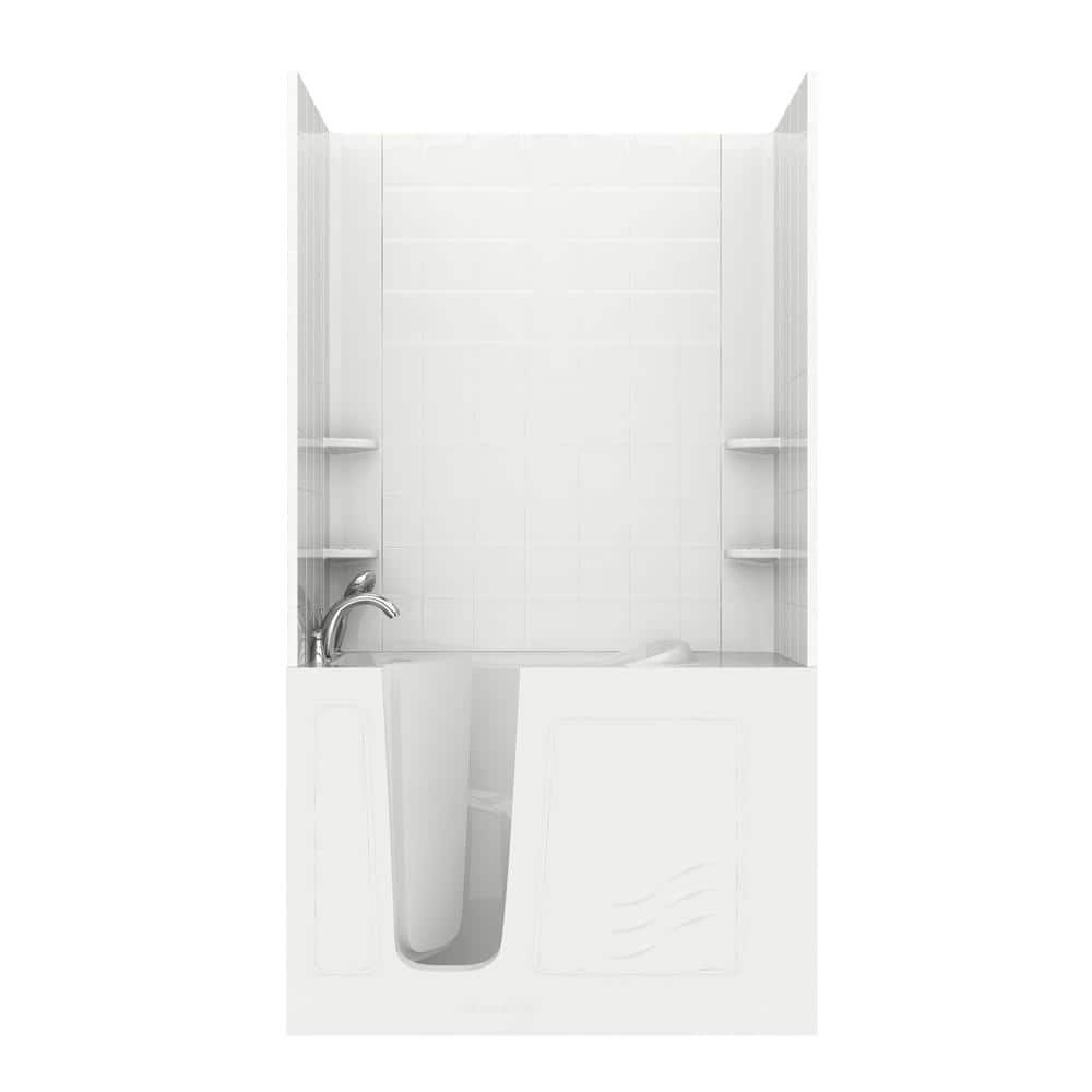 Rampart Nova Heated 4.5 ft. Walk-in Whirlpool Bathtub with 6 in. Tile Easy Up Adhesive Wall Surround in White price history on PriceWatchPro