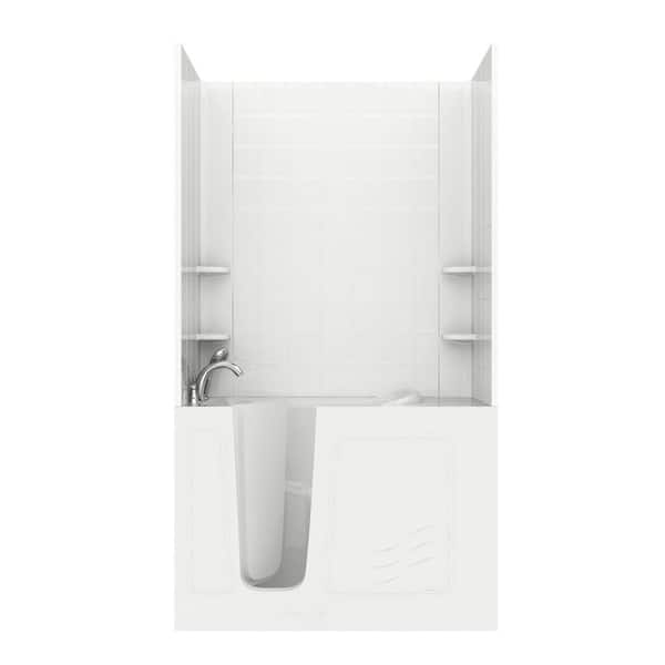 Unbranded NOVA Heated Rampart 4.5 ft. Walk-in Non-Whirlpool Bathtub with 6 in. Tile Easy Up Adhesive Wall Surround in White