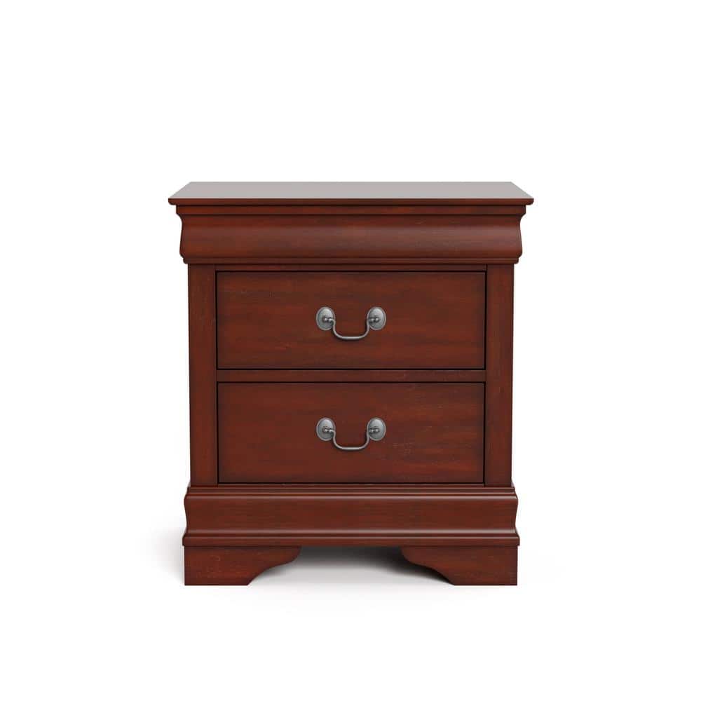 Cherry Solid Wood 2-Drawer Traditional Nightstand