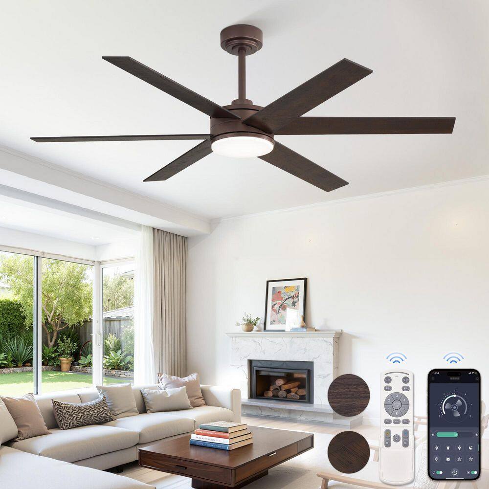 56 in. Standard Brown Outdoor Ceiling Fans with Lighted Remote for Patio, Living Room, Office Downrod and Angled Mount price history on PriceWatchPro