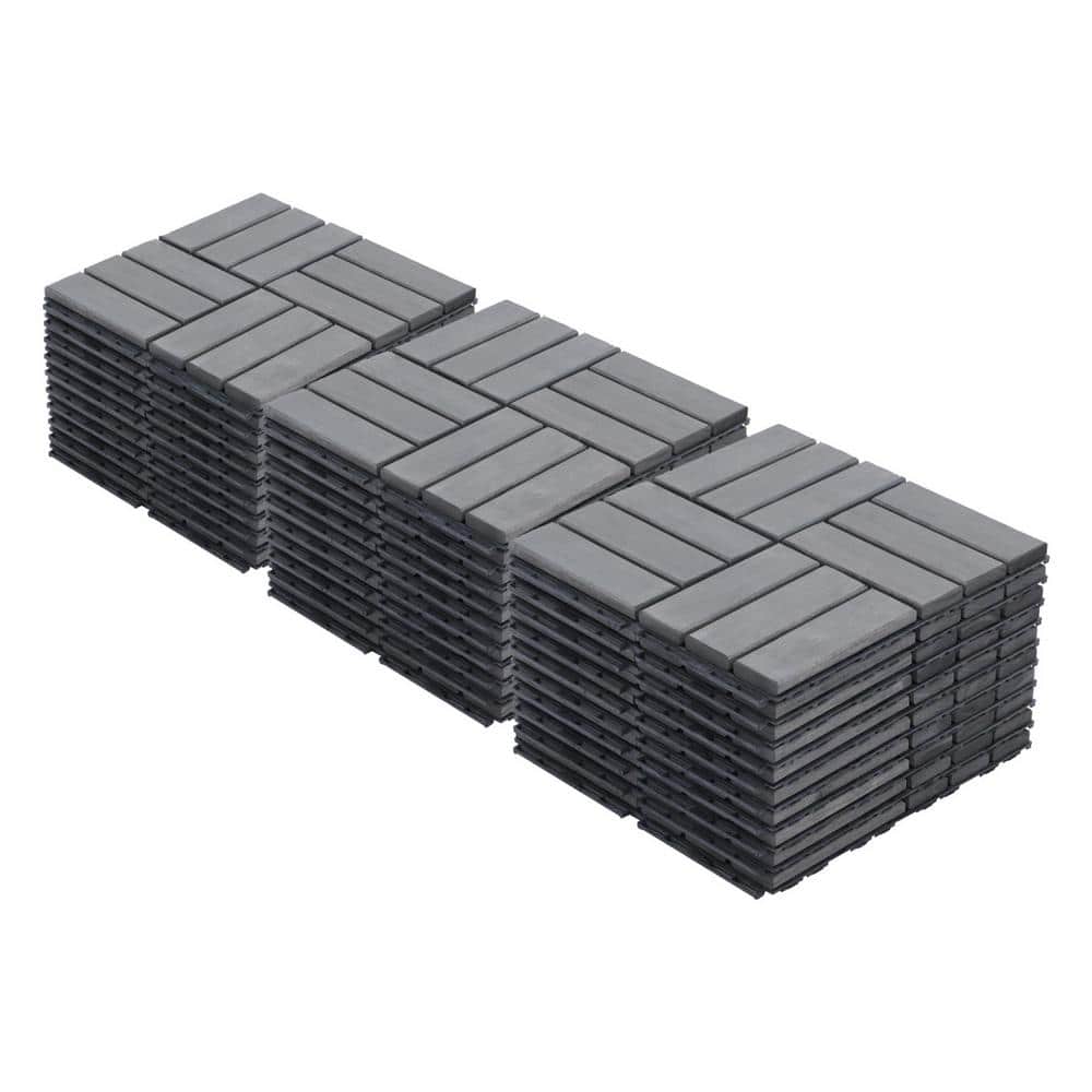 Outdoor 1 ft. x 1 ft. Solid Wood Deck Tile in Light Gray (30 Per Box) price history on PriceWatchPro