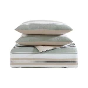 Prospect Harbor 3-Piece Fern Green/Charcoal T180 Plain Weave 100% Cotton King Comforter Set