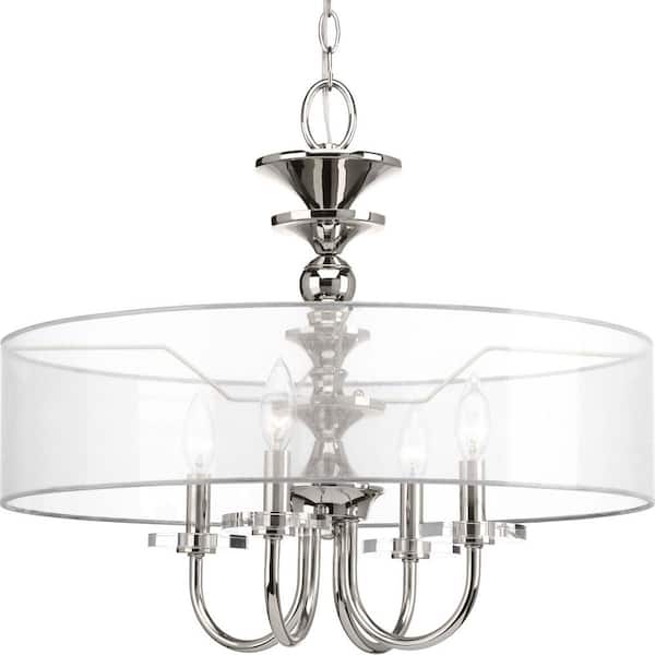 Progress Lighting March Collection 4-Light Polished Nickel Pendant
