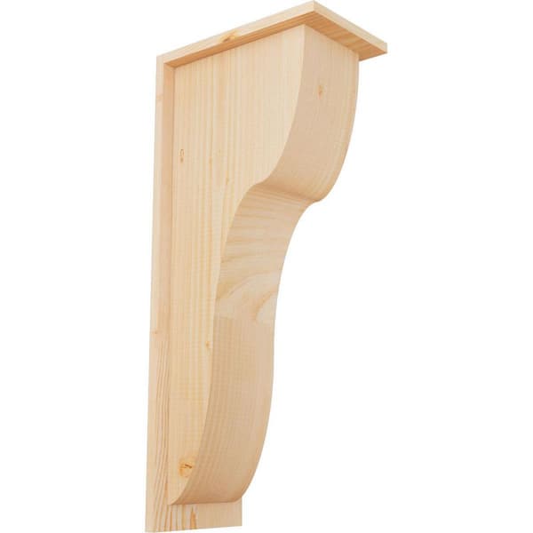 Ekena Millwork 7-1/2 in. x 12 in. x 28 in. Douglas Fir Carmel Smooth Corbel with Backplate
