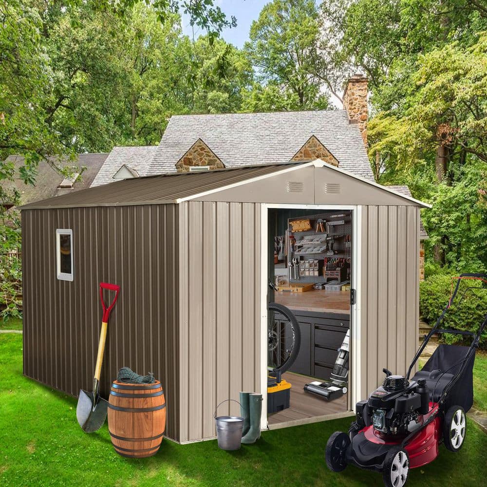 8 ft. W x 10 ft. D Gray Outdoor Metal Storage Shed with Metal Floor Base, with Window (80 sq. ft.) price history on PriceWatchPro