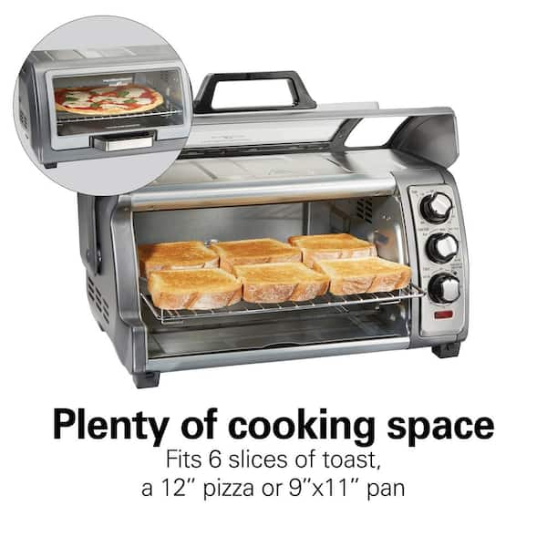 Hamilton Beach 4-Slice Easy Reach Toaster Oven with Roll Top Door in Gray