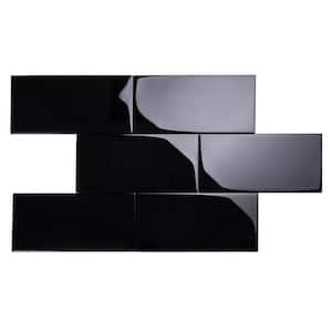 Black 6 in. x 12 in. x 8mm Glass Subway Tile (5 sq. ft./Case)