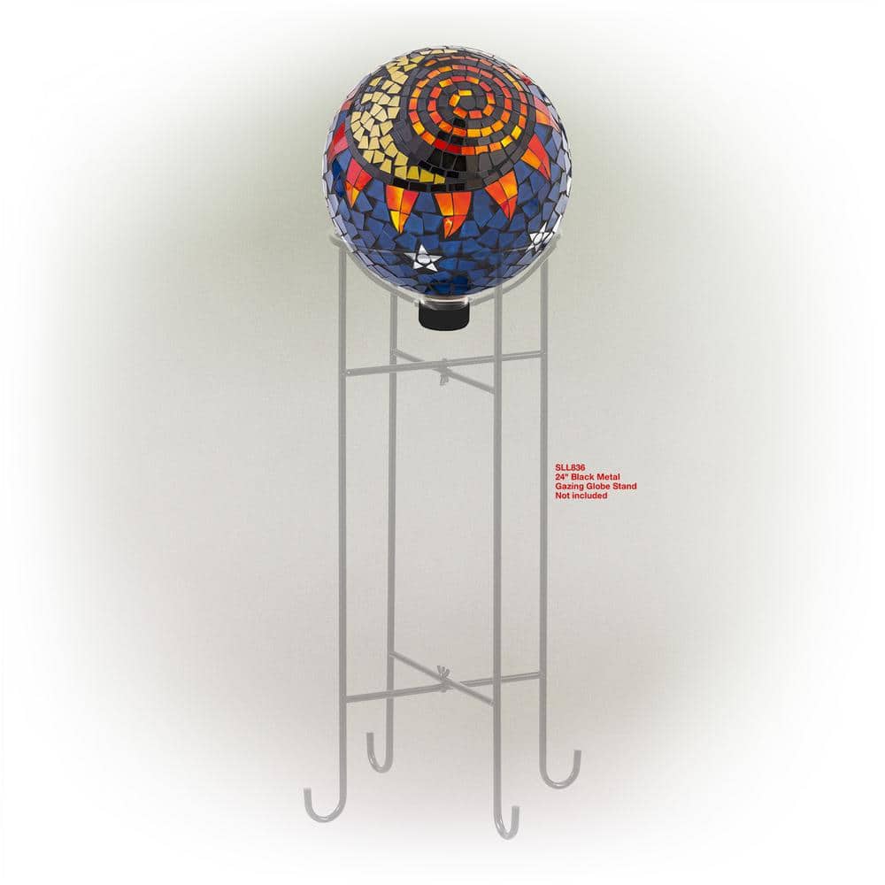 10" Multicolor Glass Mosaic Sun and Moon Gazing Globe