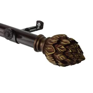 28 in. - 48 in. Telescoping Single Curtain Rod Kit in Cocoa with Ember Finial