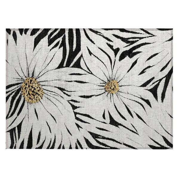 Chantille Machine Washable Indoor/Outdoor Abstract ACN2263 Black 1 ft. 8 in. x 2 ft. 6 in. Accent Rug