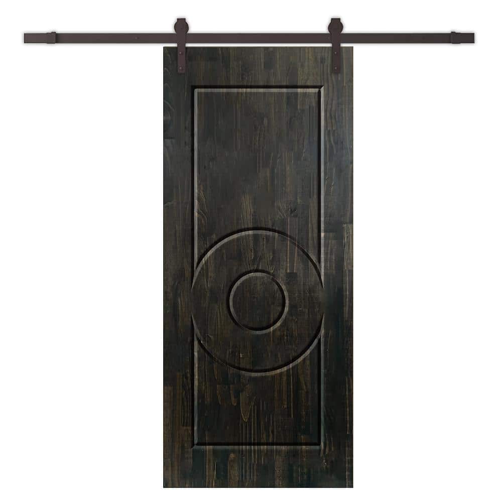 36 in. x 96 in. Charcoal Black Stained Pine Wood Modern Interior Sliding Barn Door with Hardware Kit price history on PriceWatchPro