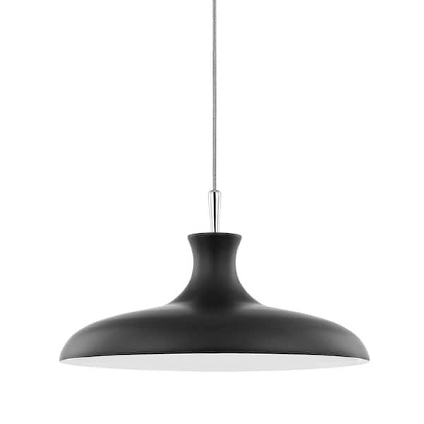 MITZI HUDSON VALLEY LIGHTING Cassidy 1-Light Polished Nickel/Soft Black Geometric Pendant with Metal Shade
