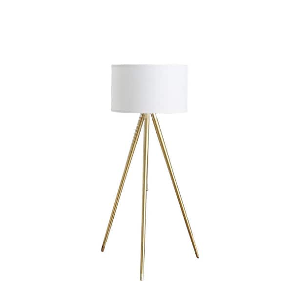 64 in. Gold 1-Light Standard Floor Lamp for Living Room, Bedroom with Linen Shade