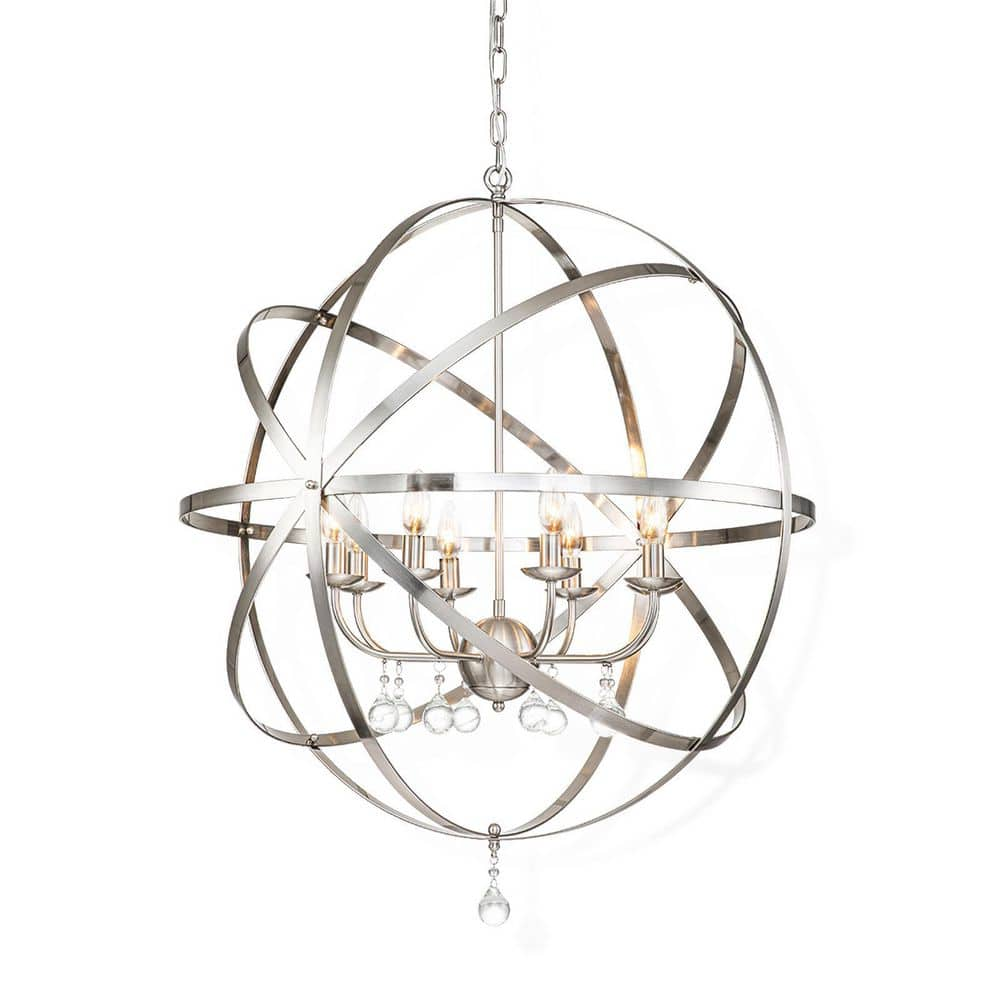 EDISLIVE Kinsler 8-Light Brushed Nickel Globe Chandelier with Crystal  81010000040298 - The Home Depot