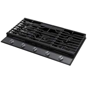 36 in. Gas Cooktop in Fingerprint Resistant Black Stainless Steel with 5-Burners