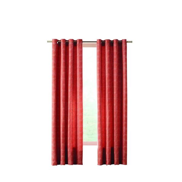 Home Decorators Collection Semi-Opaque Persimmon Geo TileWork Grommet Curtain - 50 in. W x 63 in. L