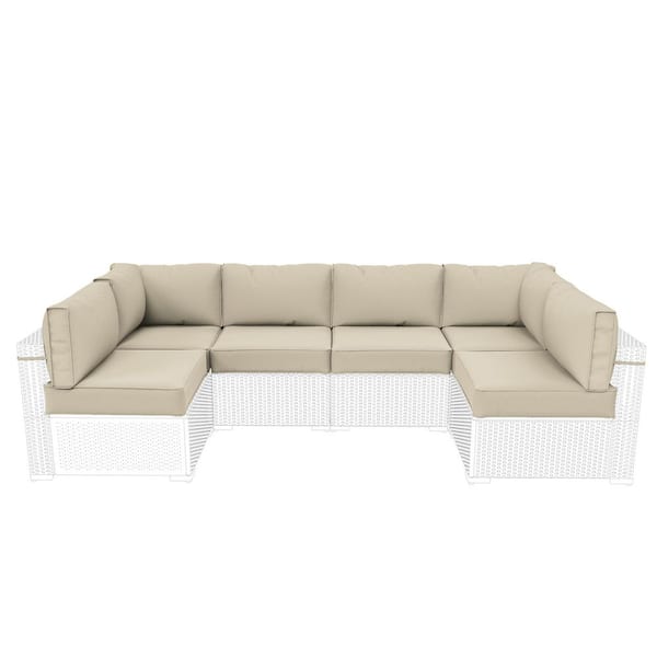 WNP 26 in. x 26 in. x 5 in. (14-Piece) Deep Seating Outdoor Lounge Chair Sectional Cushion Cream