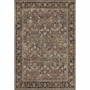 Thorn Garden Brown 9 ft. x 12 ft. Distressed Vintage Floral Area Rug