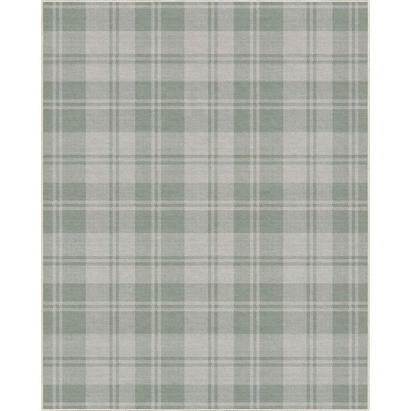 Green 9 ft. 10 in. x 13 ft. Apollo Plaid Farmhouse Geometric Area Rug