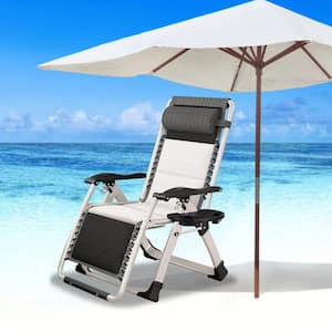 Black Pearl Cotton Pad Premium Textilene Fabric Zero Gravity Chair, Folding Portable Recliner Patio Lounger Chair
