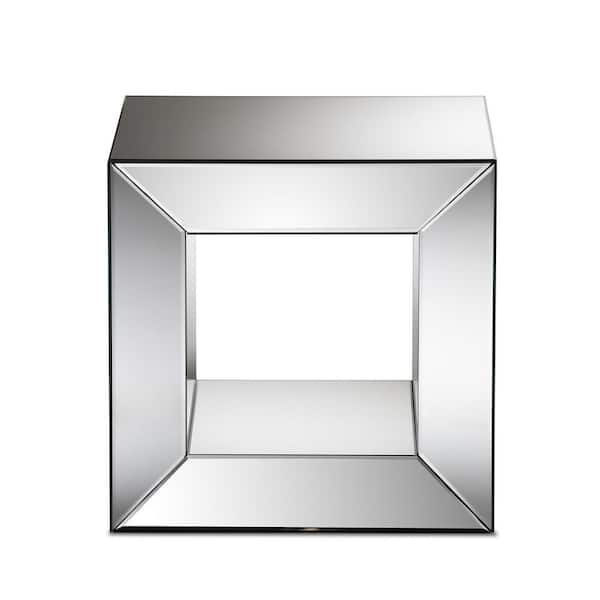 Baxton Studio Peregrine 20.9 in. Mirror Square Glass End Table