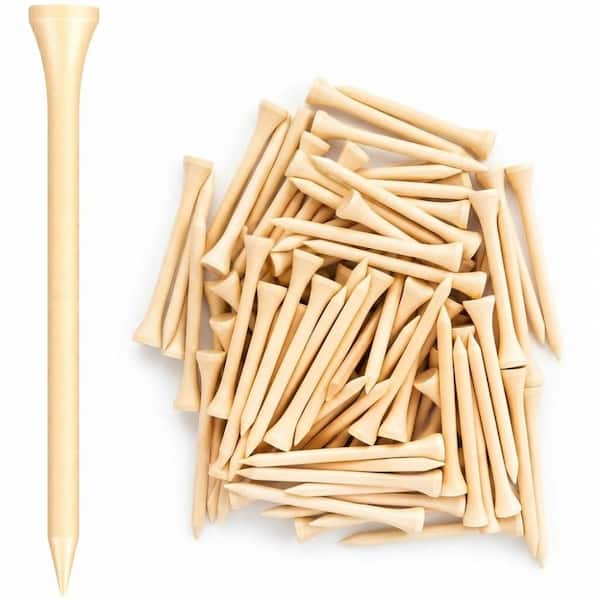 100-Pack Natural Hardwood Golf Tees in Multiple Colors with 3 Lengths and 0.44 in. Heads for Golf Bags