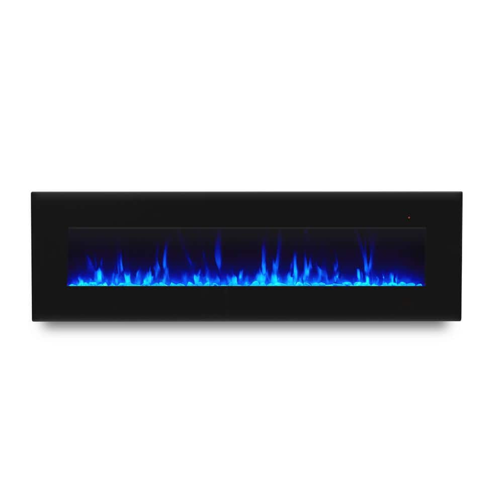 Corretto 72" Black Wall Mounted Electric Fireplace with Mantel