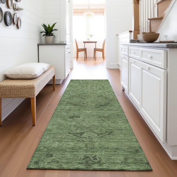 Mayfield Premium Machine Washable Abstract AMF1111 Fern 2 ft. 3 in. x 7 ft. 6 in. Runner Rug