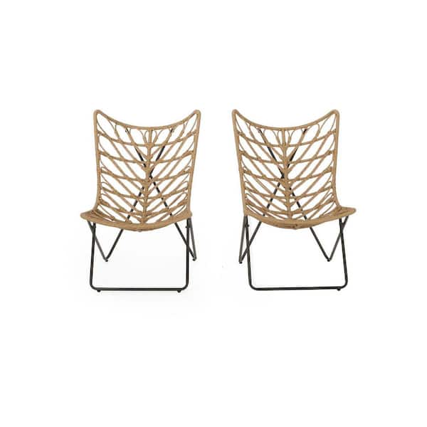 Anky Light Brown Wicker Outdoor Lounge Chair (Set of 2)