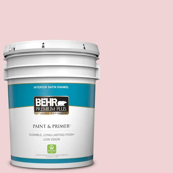 BEHR PREMIUM PLUS 5 gal. #S140-1 Radiant Rose Satin Enamel Low Odor Interior Paint & Primer