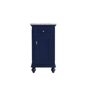 Simply Living 19 in. W x 19 in. D x 35 in. H Bath Vanity in Blue with Carrara White Marble Top