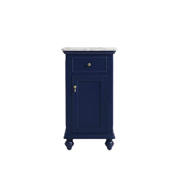 Unbranded Simply Living 19 in. W x 19 in. D x 35 in. H Bath Vanity in Blue with Carrara White Marble Top