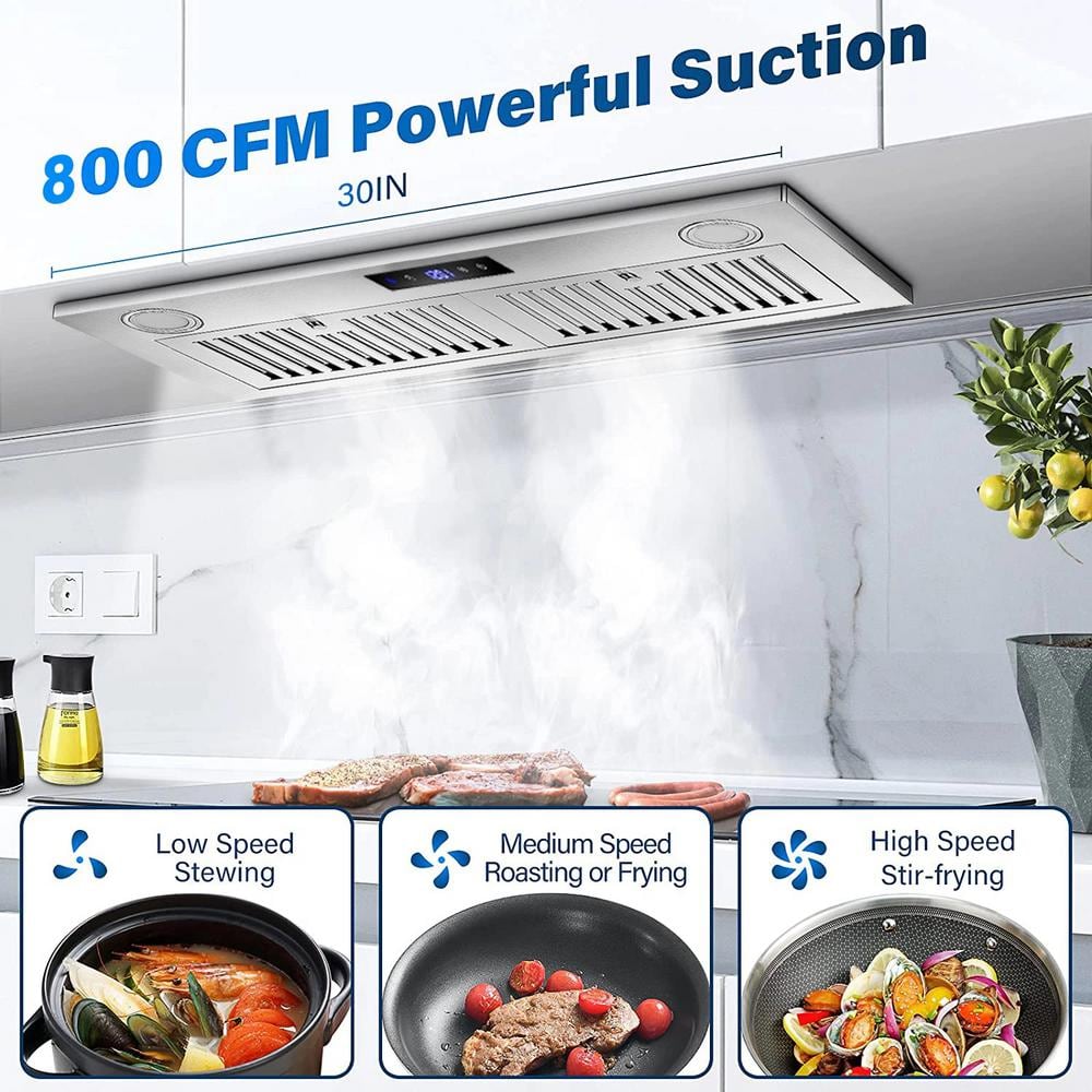 30-Inch Stainless Steel Insert Range Hood with LED Lights