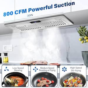 30 in. 600 CFM Built-In/Insert Ducted Range Hood in Sliver w/Front Touch Control and Front LED Lights, Baffle Filters