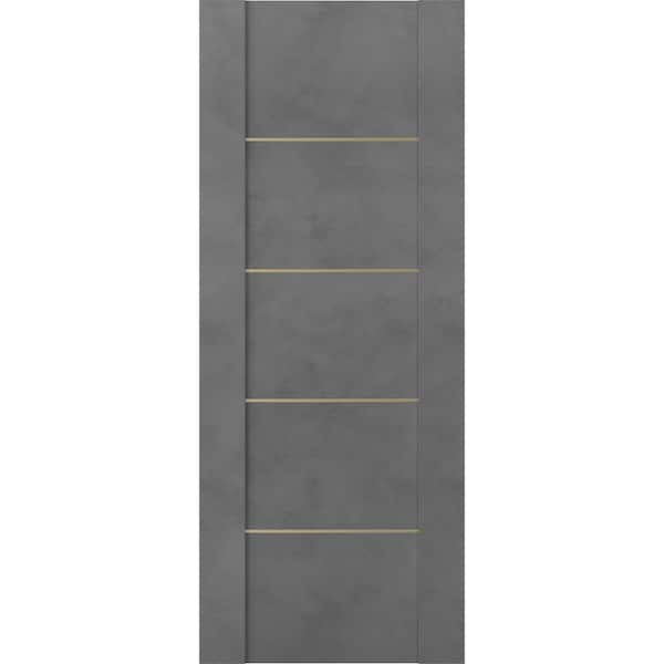 Belldinni Vona 01 4H Gold 32 in. W x 80 in. H x 1-3/4 in. D 1-Panel Solid Core Dark Urban Prefinished Wood Interior Door Slab
