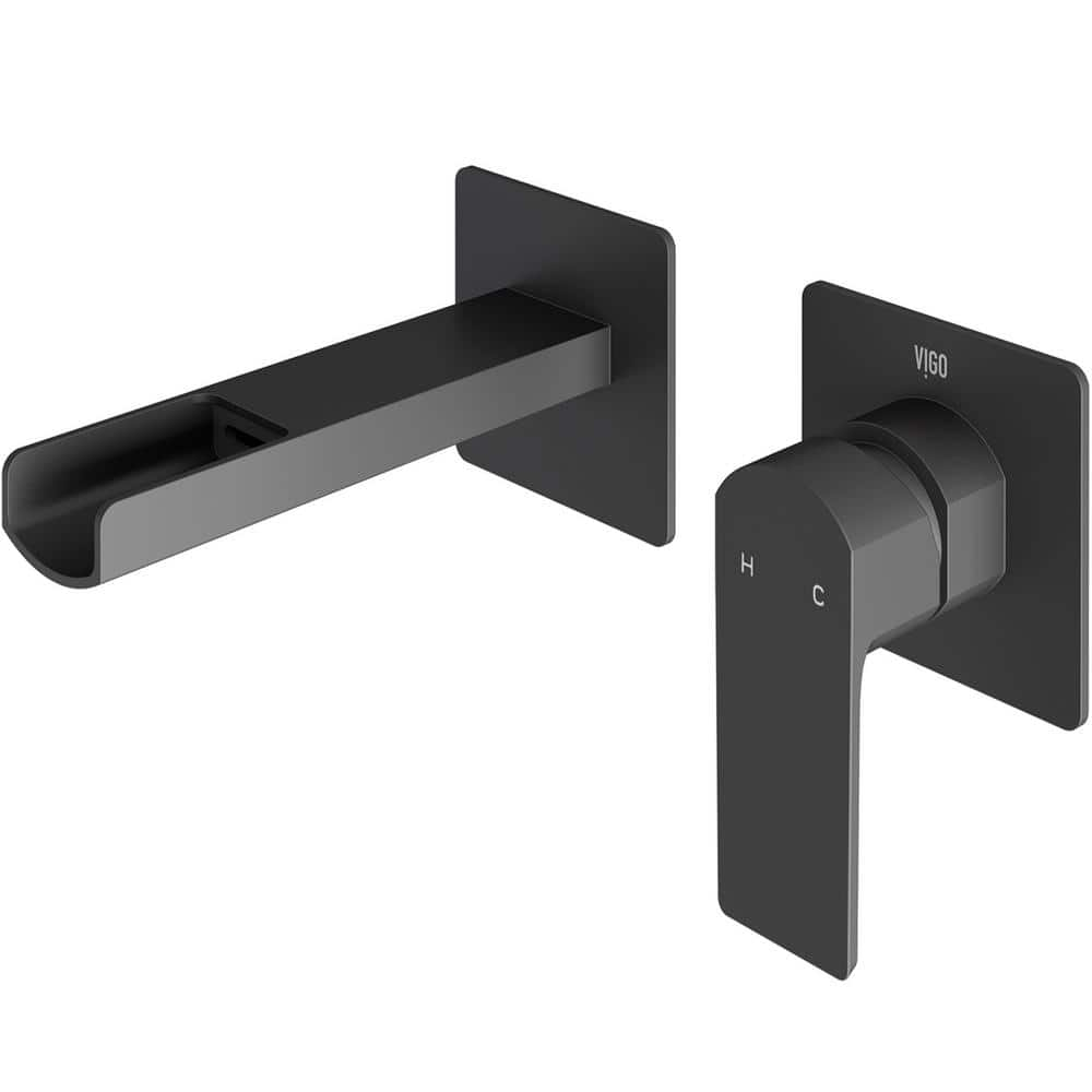 VIGO Atticus Single Handle Wall Mount Bathroom Faucet in Matte Black