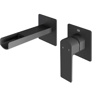 Atticus Single Handle Wall Mount Bathroom Faucet in Matte Black