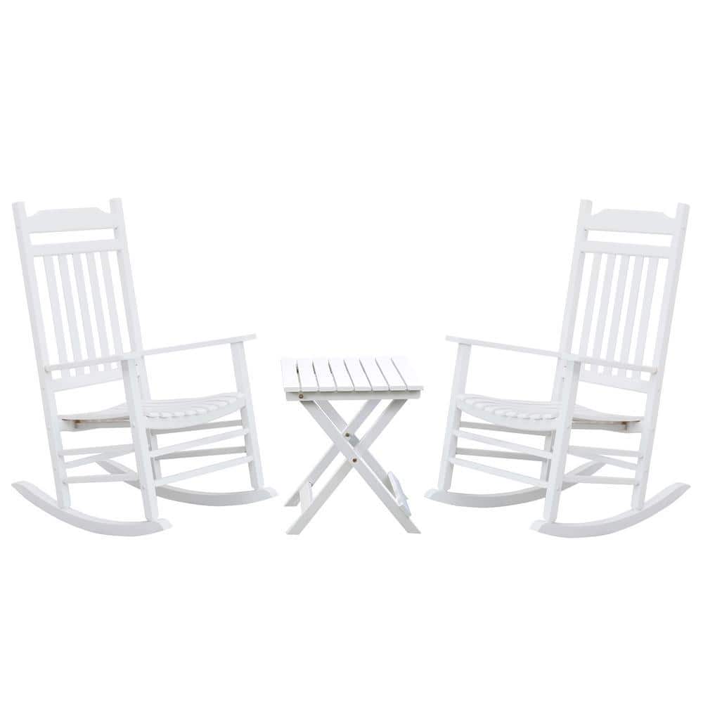 White Rocker Bench BplusZ White Wood Outdoor Rocking Chair, Furniture Rocker with Small ...