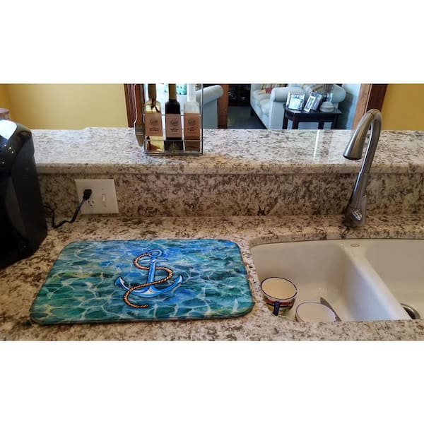 Caroline's Treasures 14 in. x 21 in. Anchor Dish Drying Mat