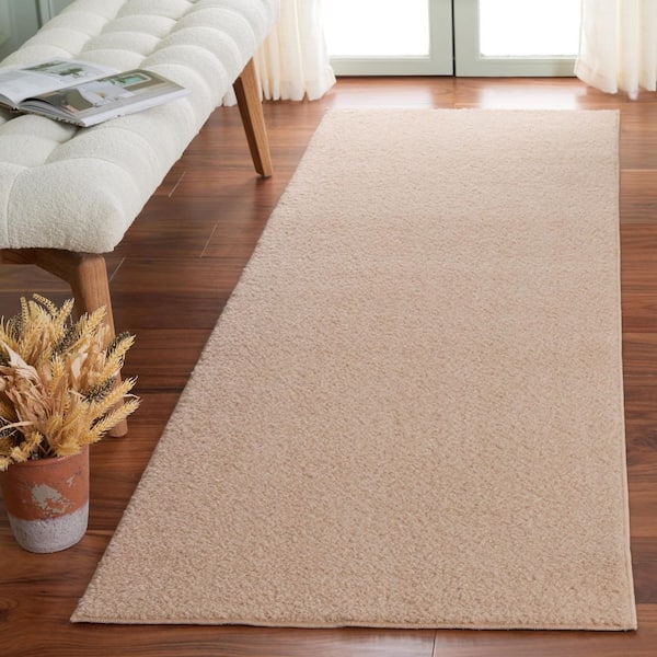 Boucle Beige 3 ft. x 8 ft. Machine Washable Solid Runner Rug