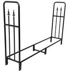 6 ft. Steel Firewood Storage Log Rack in Black