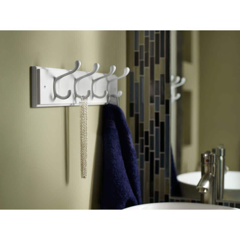 18-Inch White Heavy Duty Wall-Mounted Coat and Hat Rack