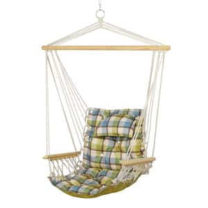 2.5 ft. Extra Padded Reversible Hammock Chair in Green Plaid